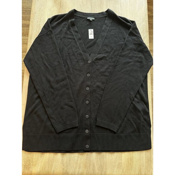 Talbots NWT Black Cardigan Cotton Blend Gold Buttons Size XL - Picture 1 of 7